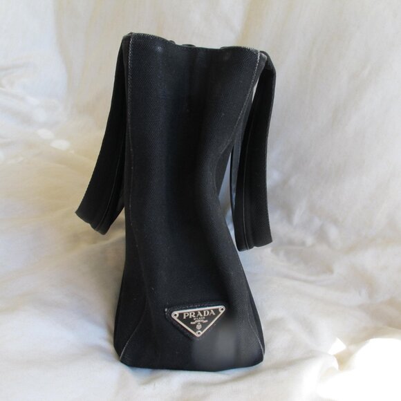 Authentic Vintage Prada Black Canvas Fabric Tote Bag - Picture 3 of 15